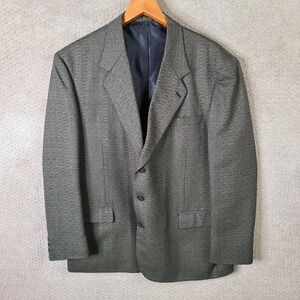 Vintage Paolo Jacket Mens 46R Gray‎ Plaid Wool Blazer 3 Button Suit Coat